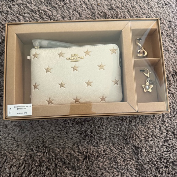 Coach White Pouch with Gold Star Design - Picture 3 of 3